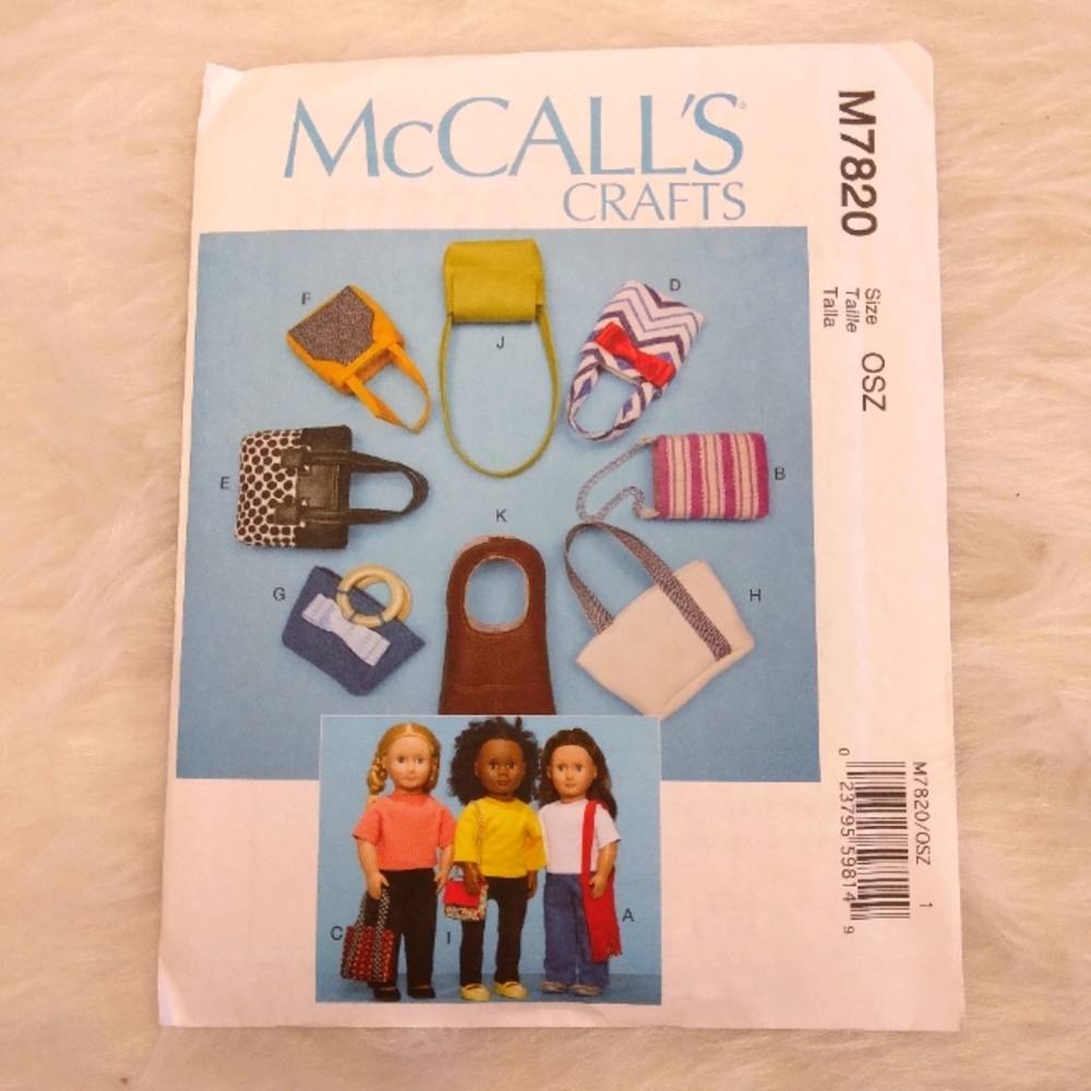 McCall's M7820 American Girl Doll purses & bags